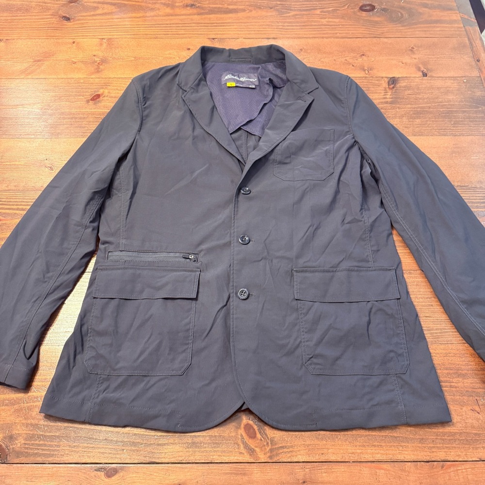 Eddie Bauer Travex Jacket Mens 44 Blazer Nylon Button Up Travel Gray Performance